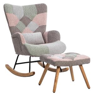 Scaun balansoar cu suport pentru picioare și pernă lombară, design ergonomic, Colorat