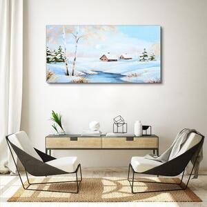 Tablou canvas Cabana de zăpadă de iarnă Copaci