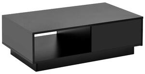 Măsuță de cafea modernă din lac lăcuit lucios cu lumină LED, 95×55×32 cm, Negru