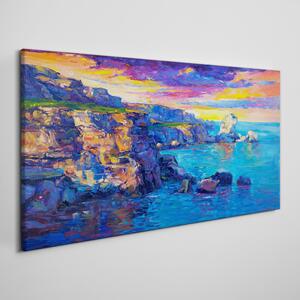 Tablou canvas stânci de coastă apus de soare