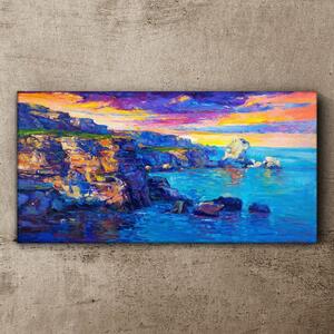 Tablou canvas stânci de coastă apus de soare