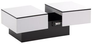Măsuță de Cafea Modernă Extensibilă din MDF, cu 2 Sertare și Mecanism Push-to-Open, 102x60x40 cm, Albă