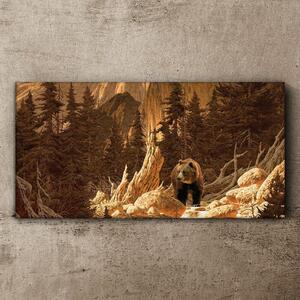 Tablou canvas pădure urs munți natura