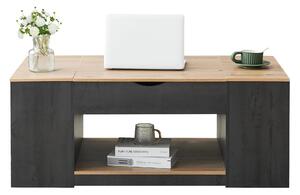 Măsuță de Cafea Ridicabilă din MDF cu Design Elegant și Spațiu de Depozitare Integrat, 109,5x59,7x43 cm, Gri+Maro