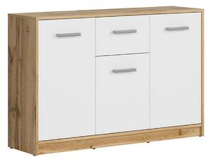 Comoda Matos, stejar wotan/alb, PAL, 119x34x79 cm