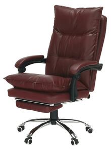 Scaun birou DRAKE, visiniu/crom, piele ecologica/metal, 72x85x111/118