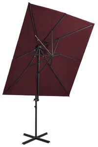 Umbrelă suspendată cu înveliș dublu, roșu bordo, 250x250 cm