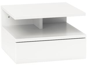 HOMCOM Noptieră Suspendată cu Sertar și Raft Superior din Lemn, 35x32x22,5 cm, Alb | Aosom Romania