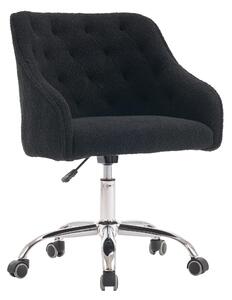 Scaun de birou din catifea Teddy, scaun rotativ reglabil la 360°, potrivit pentru living, dormitor, birouri, hoteluri și restaurante, Negru