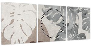 Tablou - Design cu frunze (cu ceas) (90x30 cm)