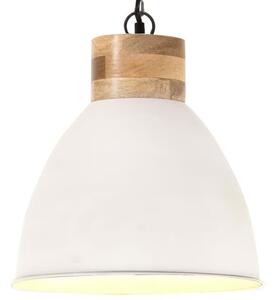 Lampă suspendată industrială, alb, 46 cm, lemn masiv&fier, E27