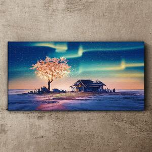Tablou canvas Cerul de noapte cu copac abstract