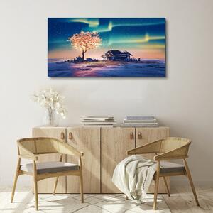 Tablou canvas Cerul de noapte cu copac abstract