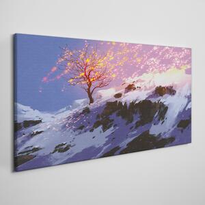 Tablou canvas Munte Arbore Iarnă Zăpadă