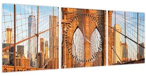 Tablou - Podul Brooklyn (cu ceas) (90x30 cm)