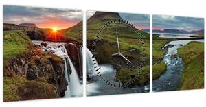 Tablou - Kirkjufell la apus (cu ceas) (90x30 cm)