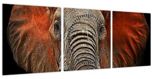 Tablou - Elefanți cu Tsavo (cu ceas) (90x30 cm)