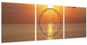 Tablou - Apus de soare peste ocean (cu ceas) (90x30 cm)