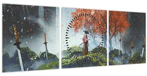 Tablou - Ilustrație a Grădinii de săbii (cu ceas) (90x30 cm)