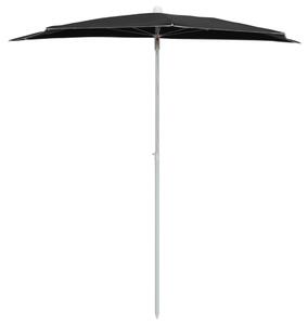 Umbrelă de grădină cu stâlp, negru, 180x90 cm, semirotundă