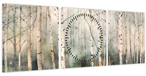 Tablou - Desenarea unui model de pădure (cu ceas) (90x30 cm)