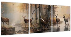 Tablou - Vintage pictura wildlife (cu ceas) (90x30 cm)