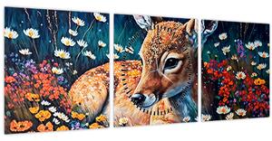 Tablou - Cerb pictat (cu ceas) (90x30 cm)
