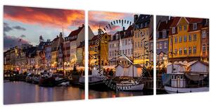 Tablou - Nyhavn, Copenhaga (cu ceas) (90x30 cm)