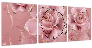 Tablou - Decor floral (cu ceas) (90x30 cm)