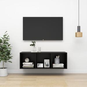 Dulap TV montat pe perete, negru, 37x37x107 cm, PAL