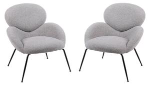 Scaun fotoliu Teddy cu picioare din metal, țesătură moale căptușită, braț caracteristic, scaun de living modern, potrivit pentru sufragerie și dormitor, Gri