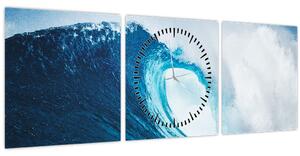 Tablou - Val oceanic (cu ceas) (90x30 cm)