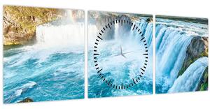 Tablou - Cascada Godafoss (cu ceas) (90x30 cm)