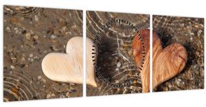 Tablou - Inimile din lemn (cu ceas) (90x30 cm)
