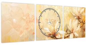 Tablou - Flori (cu ceas) (90x30 cm)