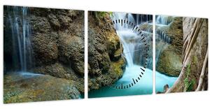 Tablou - Râu cu cascade (cu ceas) (90x30 cm)