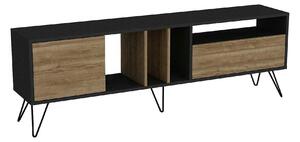 Comoda TV Mistico, alun/negru, PAL melaminat/metal, 180x36x59 cm