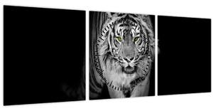 Tablou - Tigru cu ochi galbeni (cu ceas) (90x30 cm)