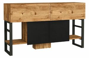 Comoda ML25 - A, pin atlantic/negru, PAL melaminat/metal, 139x43x84 cm