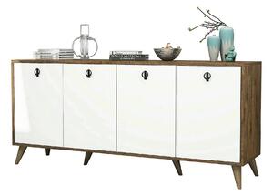Comoda ELITE 1612, alb/stejar inchis, PAL melaminat, 180x45x80 cm