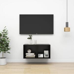 Dulap TV montat pe perete, negru, 37x37x72 cm, PAL