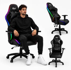 Scaun gaming LED cu iluminare RGB, perne și cotiere reglabile