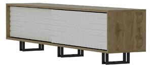 Comoda TV Askal, stejar/alb, PAL melaminat/metal, 180x35x47 cm