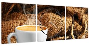 Tablou - O ceașcă de cafea (cu ceas) (90x30 cm)
