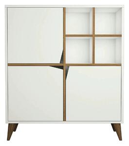 Dulap baie PULSE, alb/nuc, PAL melaminat, cu 3 usi, 100x30x115 cm