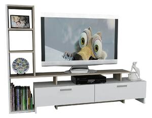 Mobilier living SIMAL, alb/stejar deschis, PAL melaminat, 2 piese