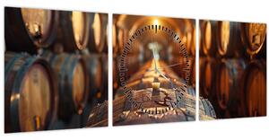 Tablou - Pivniță de vinuri (cu ceas) (90x30 cm)