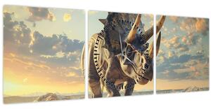 Tablou - Triceratops (cu ceas) (90x30 cm)