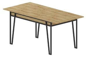 Masa extensibila 855DTE4604, stejar/negru, PAL melaminat/metal, 132/17