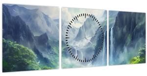 Tablou - Valea cascadelor (cu ceas) (90x30 cm)